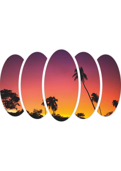 Palmiye Ağaçları Gün Batımı Mdf Tablo-3135