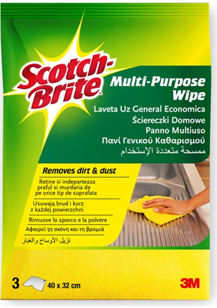 Scotch-Brite Genel Kullanım Amaçlı Renkli Bez (Sarı/pembe/mavi), 3 Adet