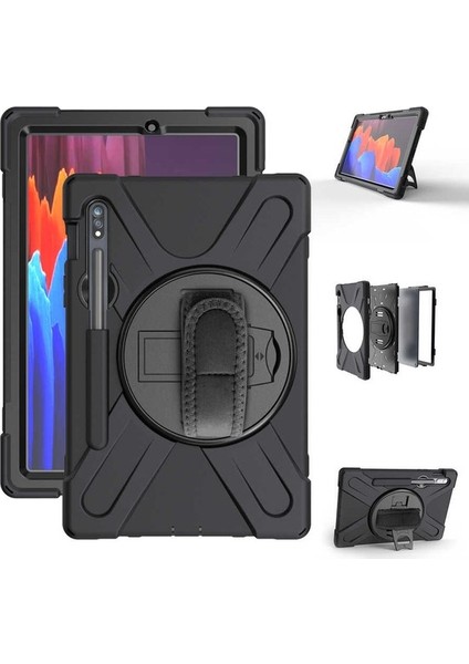 Ekran Koruyuculu Galaxy Tab S7 T870 Defender Kılıf Tüm Testleri Onaylanmış Sert Sağlam Koruyucu Kılıf 360 Dönen Stand / Samsung Galaxy Tab S7 T870 El Omuz Askılı Defender Kılıf fiyatları