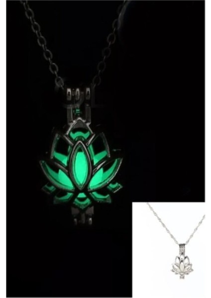 Karanlıkta Parlayan Çiçek Kolye Lotus Kolye Lotus Çiçeği Kolyesi