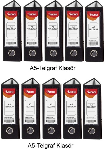 Telgraf Klasör Siyah Geniş A5 Plastik 10 Adet