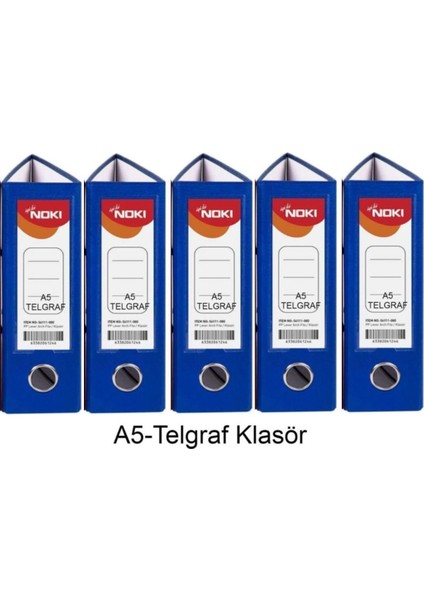 Telgraf Klasör Mavi Geniş A5 Plastik 5 Adet