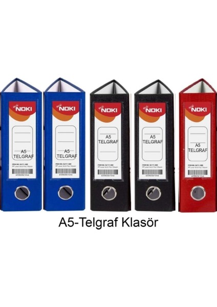 Telgraf Klasör Geniş A5 Plastik 5 Adet 2 Mavi 2 Siyah 1 Kırmızı