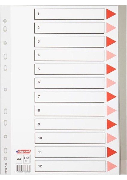 A4 Seperatör 1-12 Rakamlı Plastik