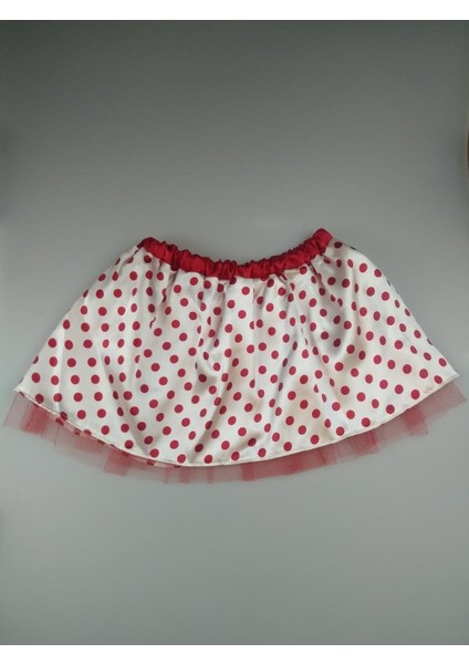 Etek Beyaz Kırmızı Puanlı