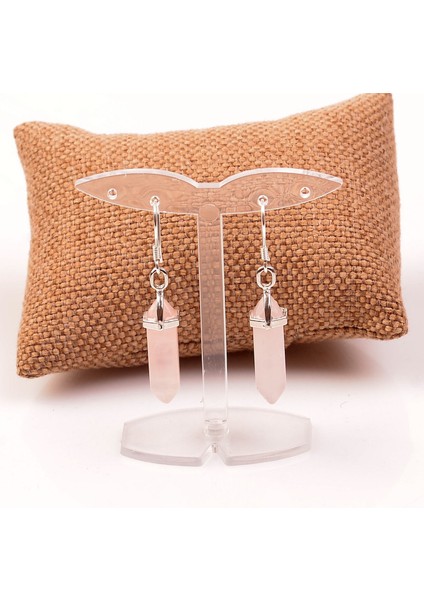 Pembe Kuvars Taşı Küpe - Gümüş Mengeç