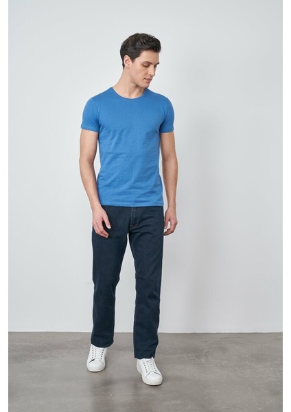 Çetinkaya Mentality Bisiklet Yaka Erkek T-Shirt Indigo