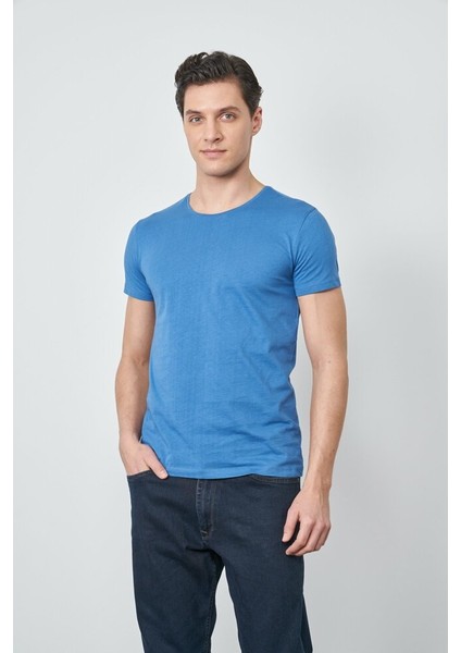Çetinkaya Mentality Bisiklet Yaka Erkek T-Shirt Indigo fiyatları