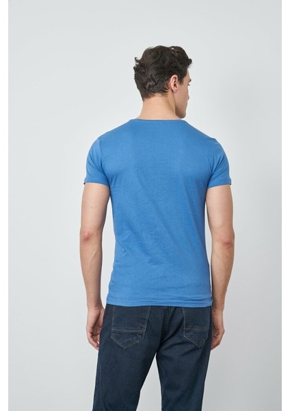 Çetinkaya Mentality Bisiklet Yaka Erkek T-Shirt Indigo fırsatları