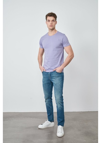 Çetinkaya Mentality Bisiklet Yaka Erkek T-Shirt Mor