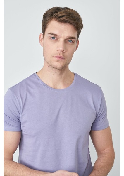 Çetinkaya Mentality Bisiklet Yaka Erkek T-Shirt Mor modelleri