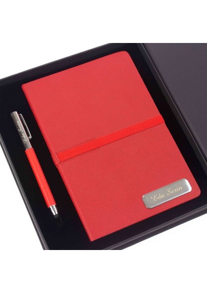 Isme Özel Termo Deri Defter ve Lüx Tükenmez Kalem Seti Tasarım Kutulu