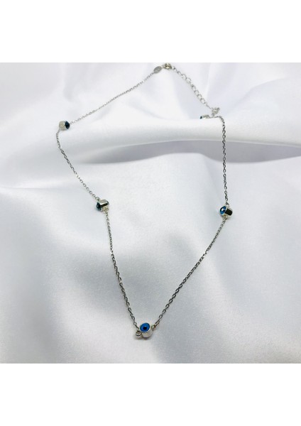Nazarlı Zincir Model Gümüş Kolye