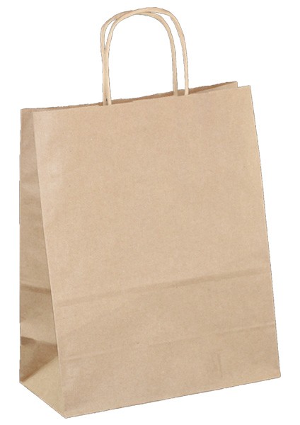Burgu Saplı Kraft Kağıt Çanta 22 x 11 x 28 cm