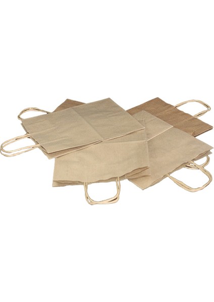 Burgu Saplı Kraft Kağıt Çanta 22 x 11 x 28 cm