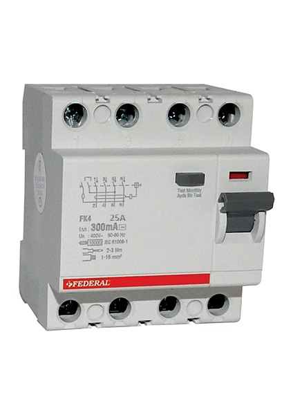 Fk4, Kaçak Akım Koruma 4X25 300MA 10KA, 9FA-Y1104-0025