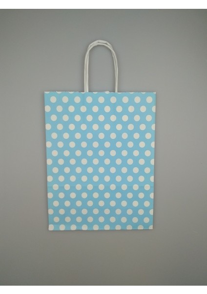 Kraft Kağıt Çanta Mavi Puanlı 18CM x 24CM