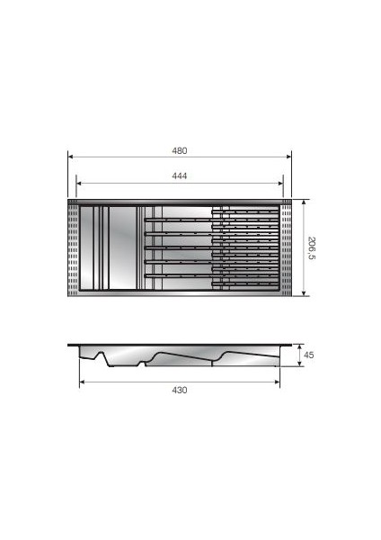 Mutfak Çekmece Içi Bıçaklık 48 Cm X 22 Cm (enden 3 cm Boydan4,5 cm Kesilebilir) - Antresit gri