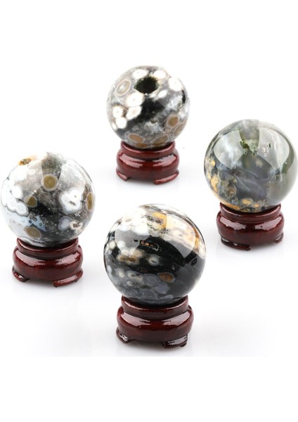 Ocean Jasper Doğal Taş Standlı Küre