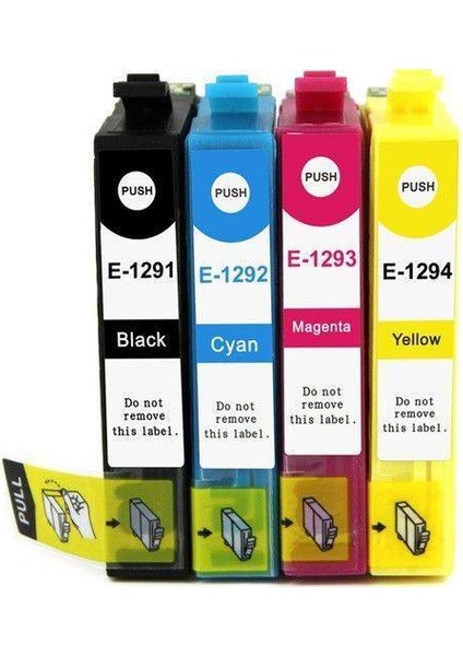 Stylus SX445- SX525- SX535- SX620 T1291XL-1292XL-1293XL-1294XL Yüksek Kapasiteli 4 Renk Muadil Kartuş Seti