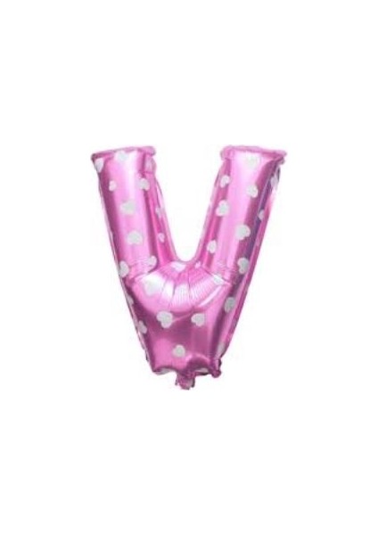 Folyo Balon V Harf Pembe Kalpli 40CM