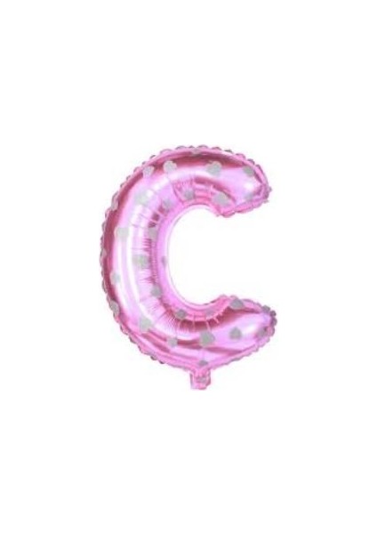 Folyo Balon C Harf Pembe Kalpli 40CM