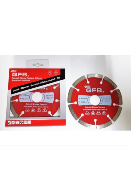 Elmas Testere Soketli 115 mm Beton Mermer Fayans Tuğla Asfalt