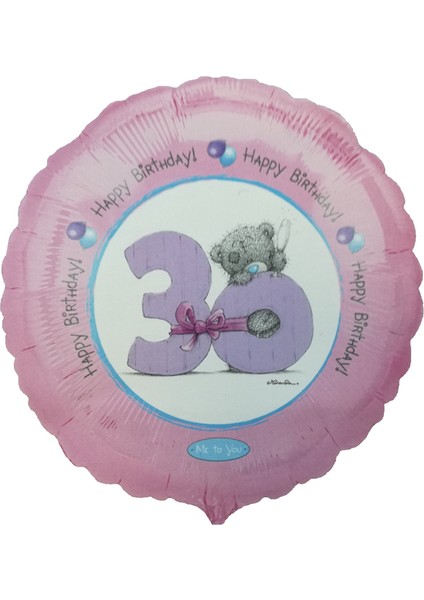 Folyo Balon 30 Yaş Pembe Ayıcıklı 18'' D.ü 6tl