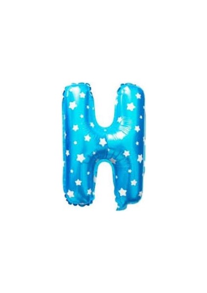 Folyo Balon H Harf Mavi Yıldızlı 40CM