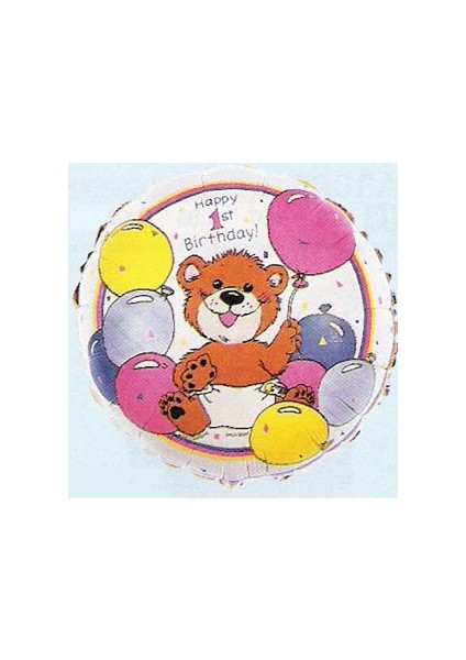 Folyo Balon Rakam 1 Yaş Ayıcıklı 18''