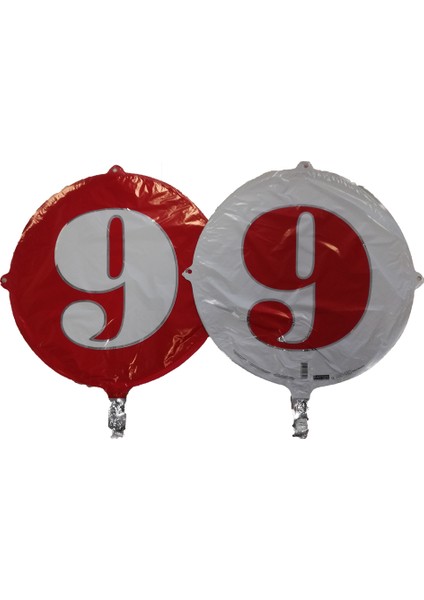 Folyo Balon Rakam 9 Çift Taraflı Kırmızı-Beyaz 18''- Pakette 1 Adet