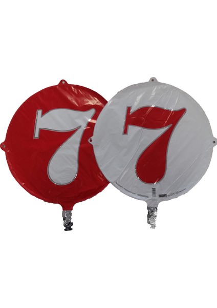Folyo Balon Rakam 7 Çift Taraflı Kırmızı-Beyaz 18'' - Pakette 1 Adet