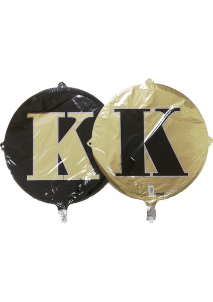 Folyo Balon Harf K Çift Taraflı Gold-Siyah 18'' - Pakette 1 Adet