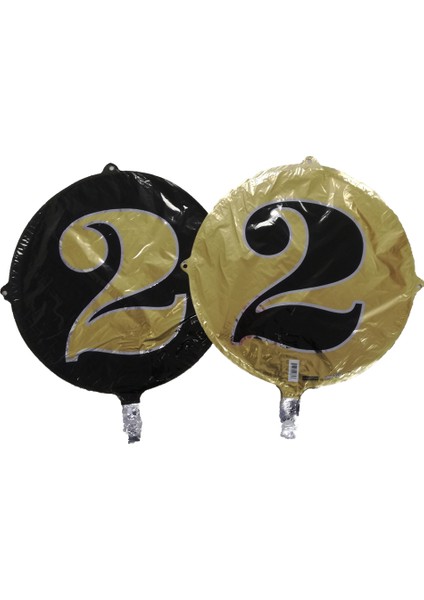 Folyo Balon Rakam 2 Çift Taraflı Gold-Siyah 18'' - Pakette 1 Adet