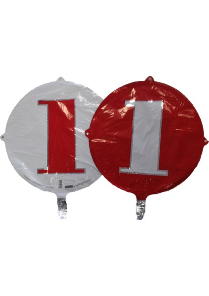 Folyo Balon Rakam 1 Çift Taraflı Kırmızı-Beyaz 18'' - Pakette 1 Adet