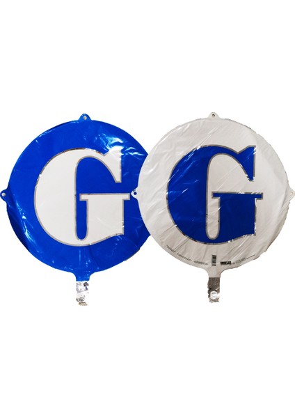 Folyo Balon Harf G Mavi-Beyaz 18''