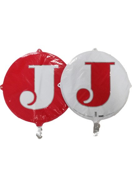 Folyo Balon Harf J Kırmızı-Beyaz 18''