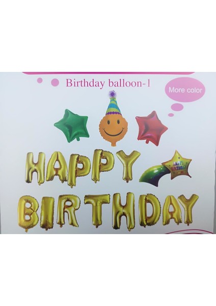 Folyo Balon Harf Happy Birtyhday Set Gold 40CM