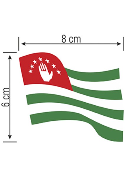 Abhaz Dalgalı Bayrak Etiket 8 x 6 cm