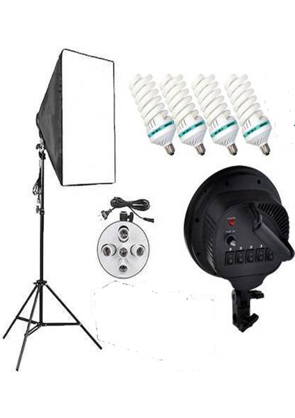 Paraflaşh Softbox 5 Duylu 50X70CM Video ve Fotoğarf Çekimleri Süerkli Işık