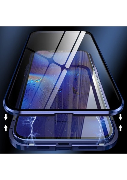 Apple iPhone 12 Pro Mıknatıslı 360 Derece Ön ve Arka Cam Full Korumalı Manyetik Kılıf AL-33927 Siyah