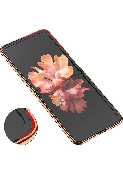 Samsung Galaxy Z Flip Kılıf Gkk Electroplating Painted Glass Flip Kılıf AL-33930 Rose Gold