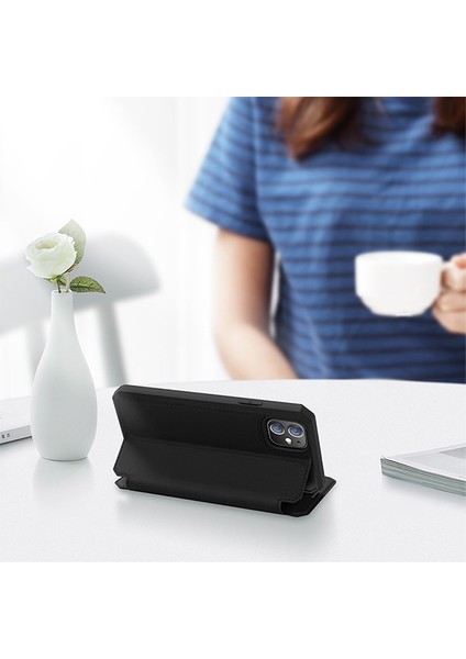 Apple iPhone 12-12 Pro Kılıf Mıkantıslı Kapaklı Flip Cover Kılıf Skin x Series Flip Case AL-33931 Siyah modelleri