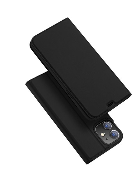 Apple iPhone 12 Mini Kılıf Mıkantıslı Kapaklı Flip Cover Kılıf Skin x Series Flip Case AL-33932 Siyah