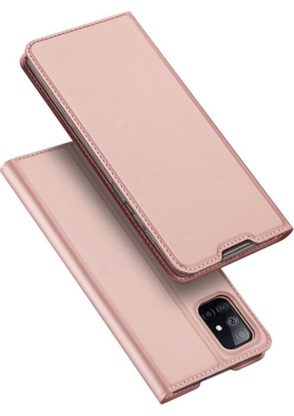 Sm Galaxy M51 Kılıf Kapaklı Flip Cover Kılıf Skin Pro Series Kılıf AL-33936 Rose Gold