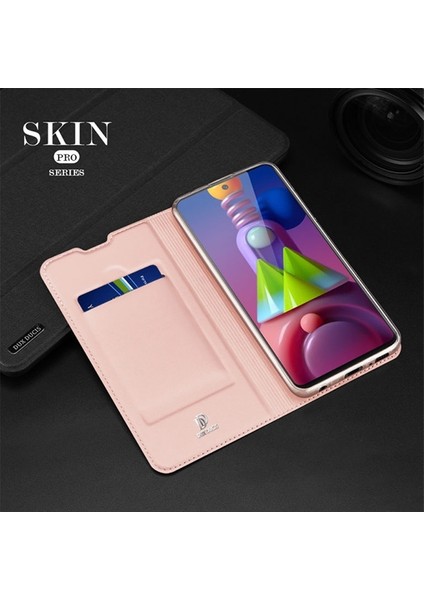 Sm Galaxy M51 Kılıf Kapaklı Flip Cover Kılıf Skin Pro Series Kılıf AL-33936 Rose Gold modelleri