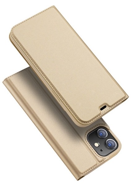 Apple iPhone 12 Mini Kılıf Kapaklı Flip Cover Kılıf Skin Pro Series Kılıf AL-33939 Gold