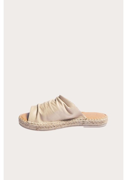 Vizon Deri Kadın Espadril Terlik modelleri
