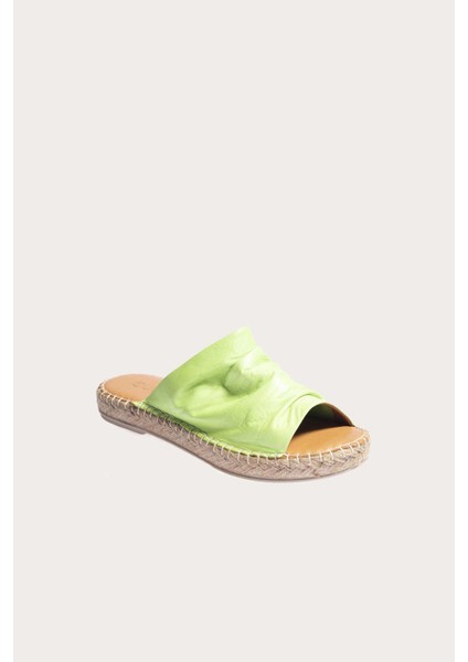 Yeşil Deri Kadın Espadril Terlik fiyatları