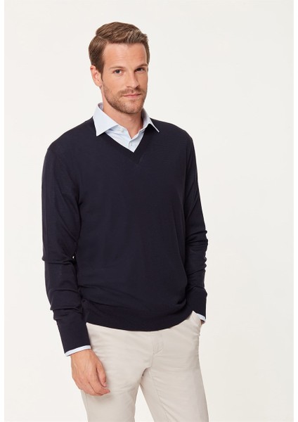 Lacivert Yünlü Kazak